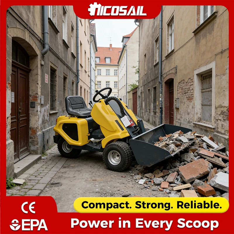 

Three-Wheeled Skid Steer Loader Compact 3 Wheel Skid Steer Loader With LED Lights For Brazilian Construction Site