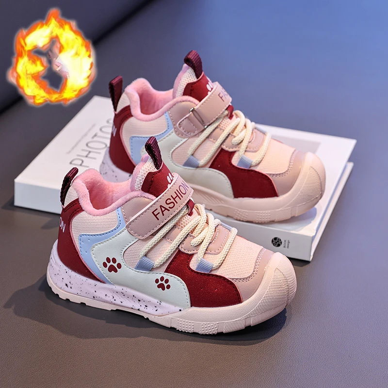 

Зимняя спортивная обувь для детей, водонепроницаемые детские теплые кроссовки из искусственной кожи, нескользящая походная детская зимняя обувь для подростков