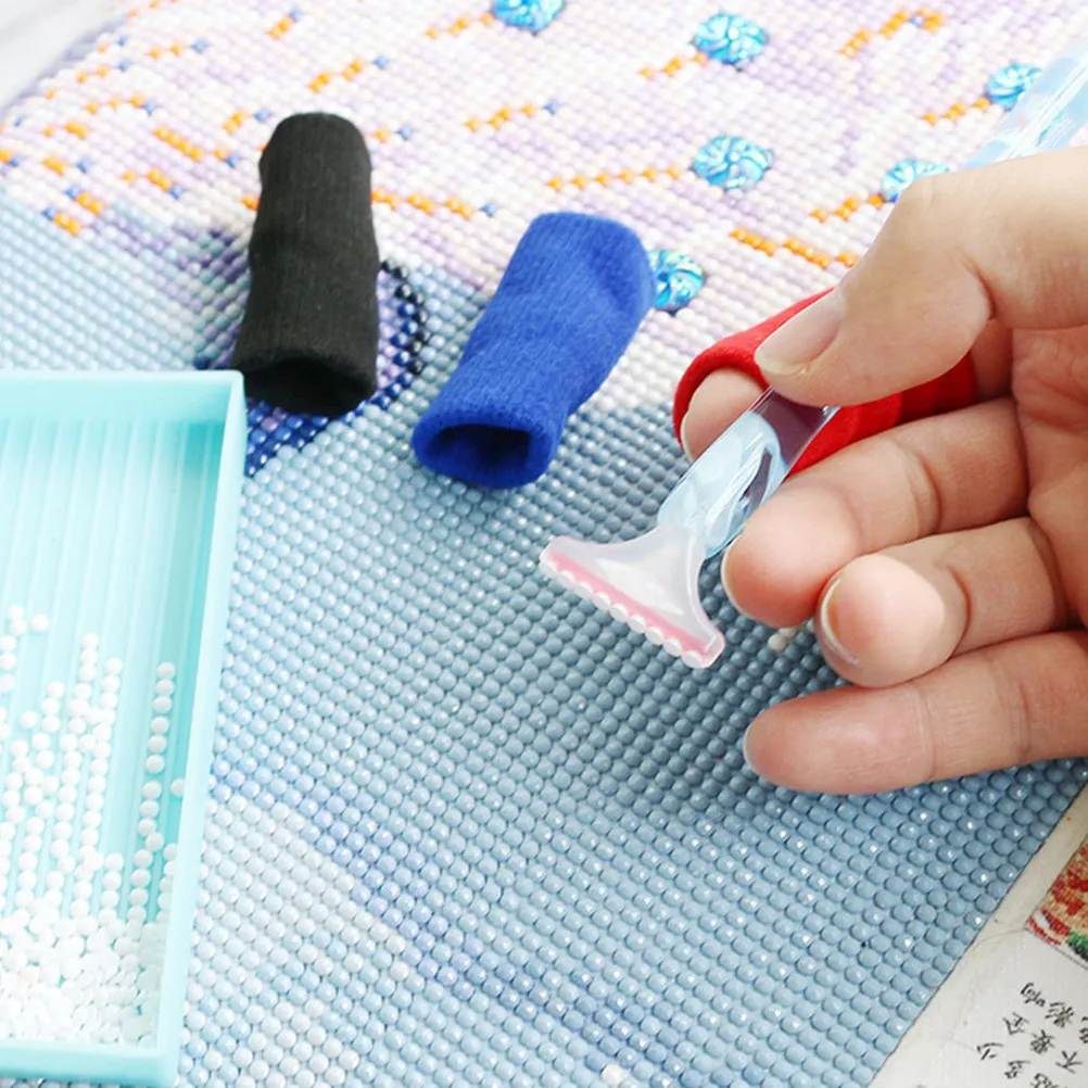 10Pcs Finger Protective Covers Elastic Finger Sleeves for Beads Painting Rhinestone Pens Cross Stitch Embroidery Diamond Picture