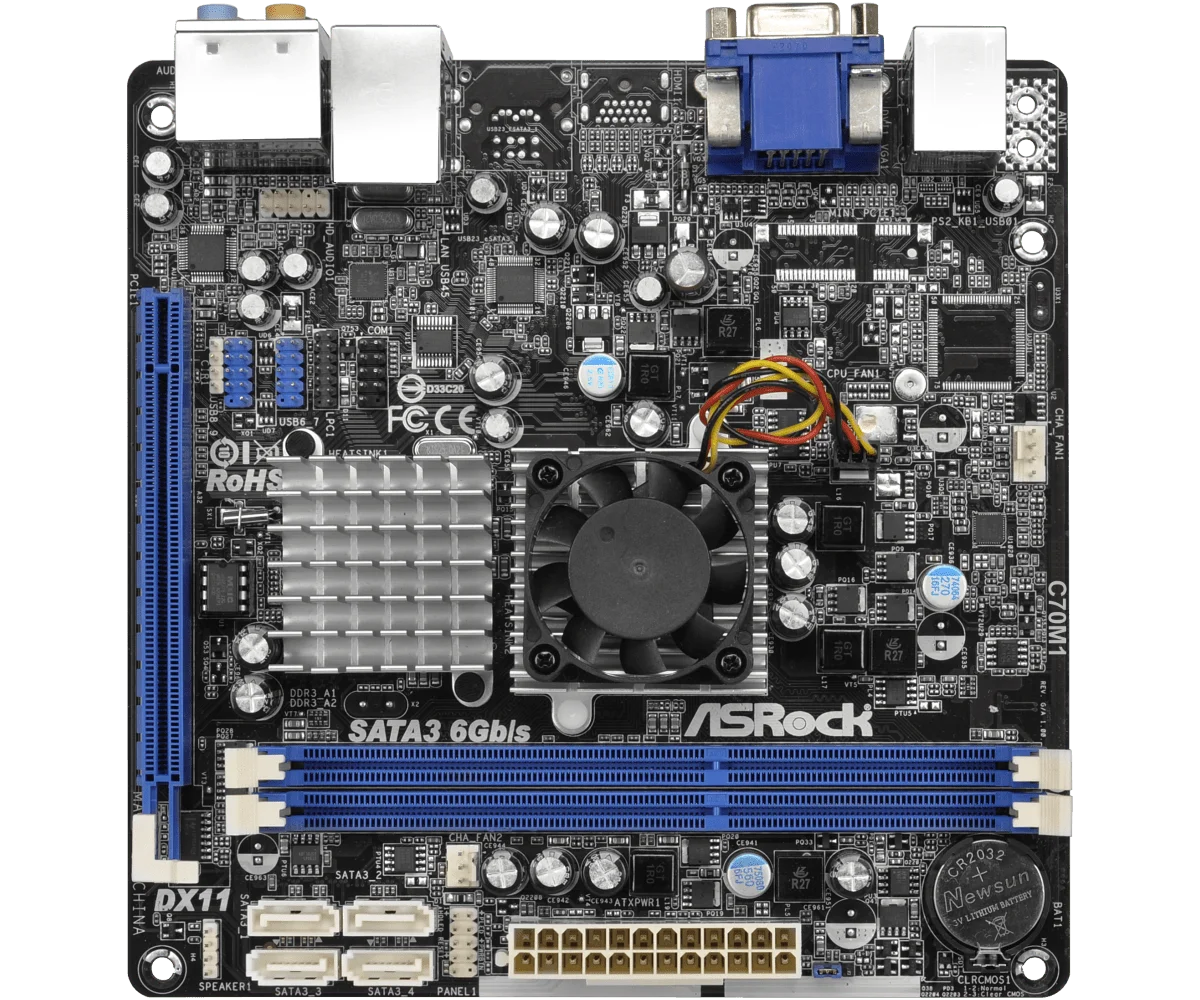 ASROCK C70M1 motherboard AMD Dual-Core Ontario C-70 APU DDR3 1333 16GB USB 2.0 Integrated AMD Radeon HD 7290 Graphics  2xSATA