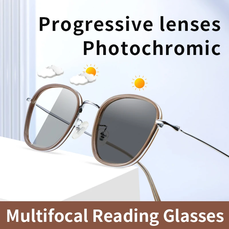 

Photochromic Multifocus Progressive Reading glasses for Women - Ladies Multifocal Sun Readers High Quality Hard Resin Lens