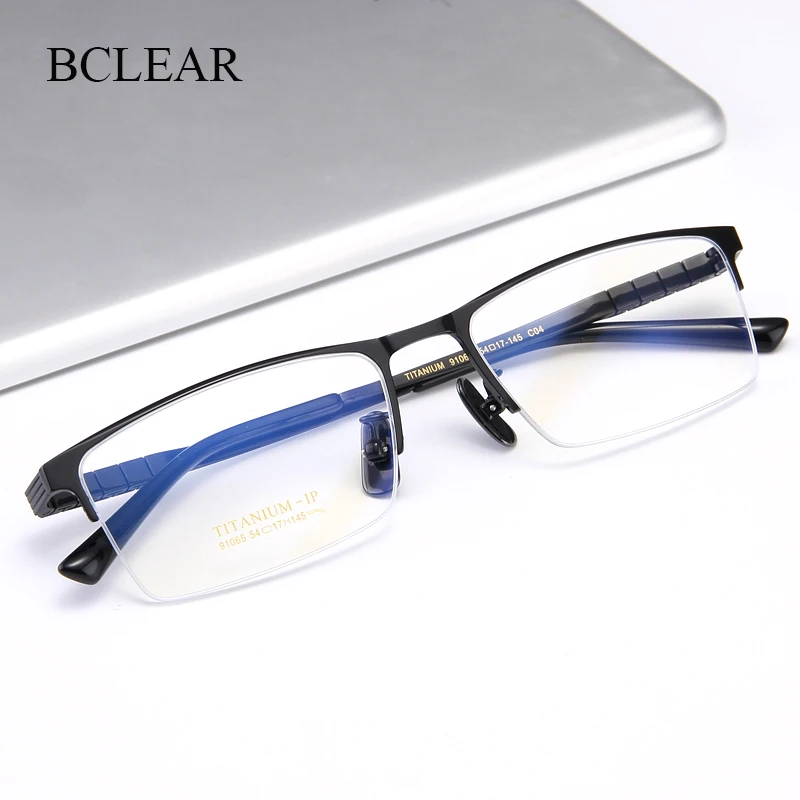 

BCLEAR Pure Titanium Spectacle Frame Business Men Fashion Eyewear 2022 New Male Classic Half Rim Optical Prescription Eyeglasses