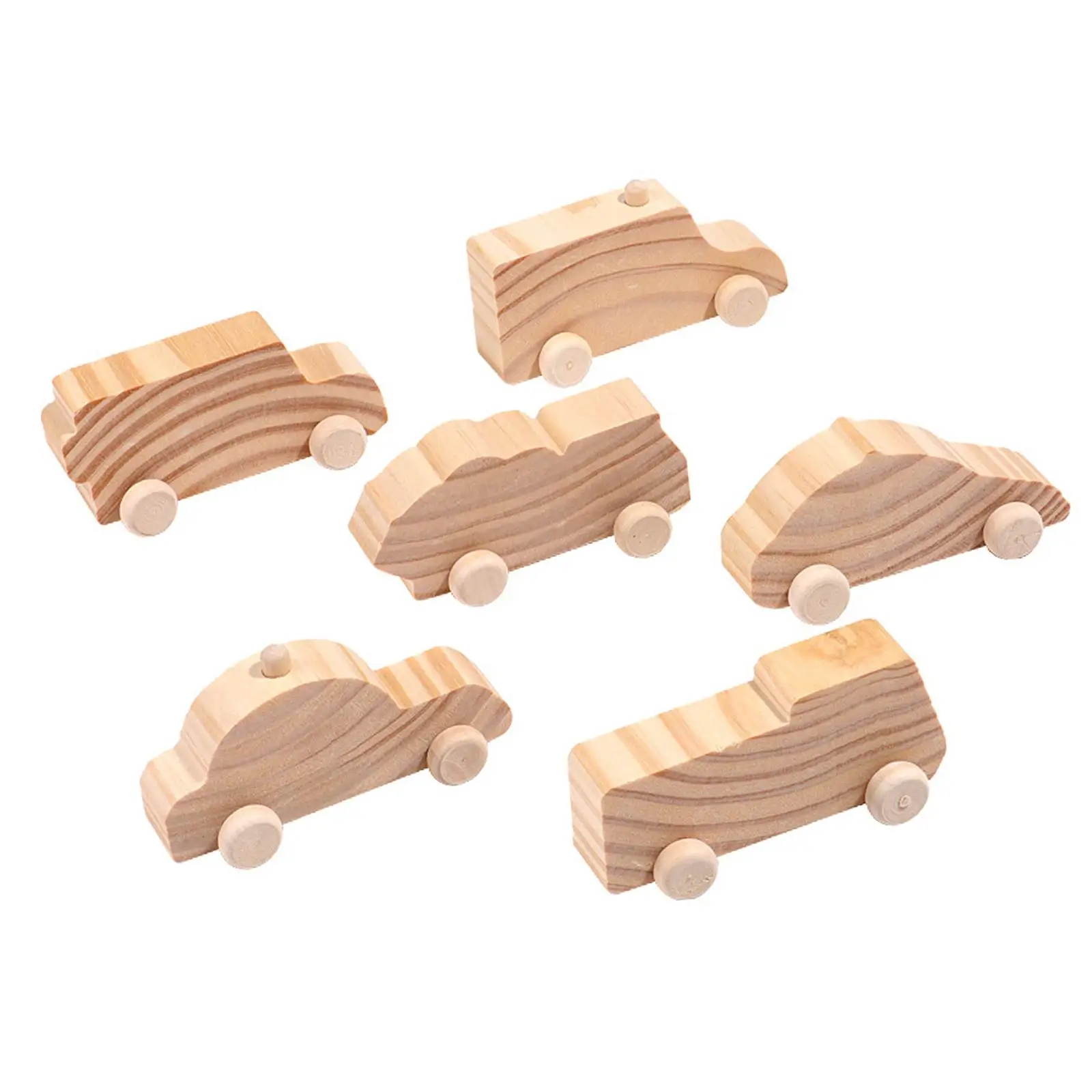 Mini caminhão de madeira para crianças, carros de simulação, decoração para meninas e meninos, criança, 6 pcs