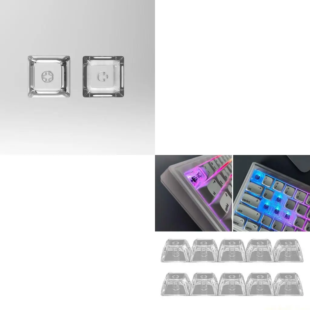 1U Transparents Mechanical Keyboards Blank Backlits Caps Fo…