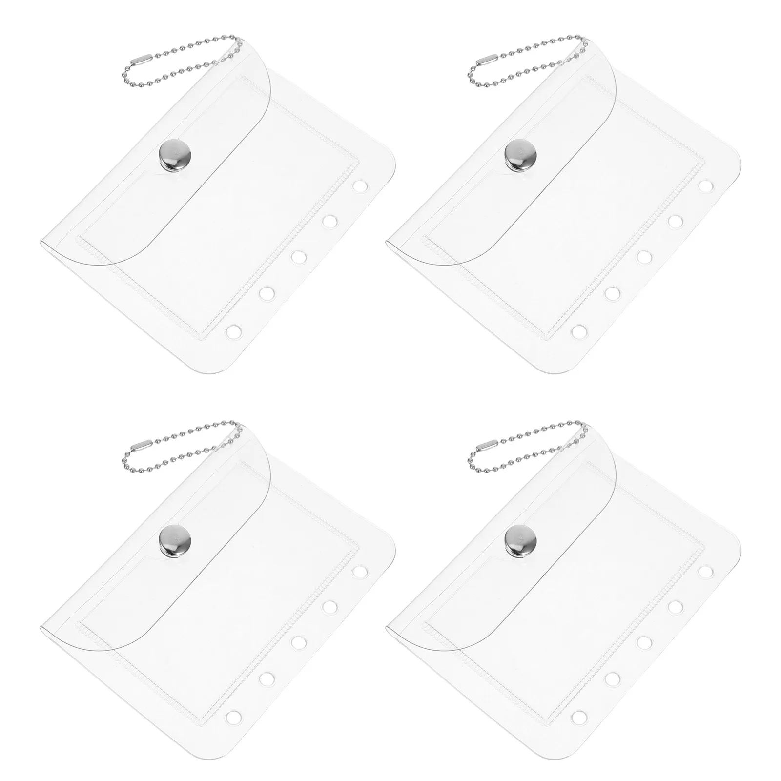

4Pcs Binder Pockets Clear Mini Buckle Pouch Bag Waterproof Loose Leaf 5 Hole Cash Envelopes Photo Sleeve Budget Organizer
