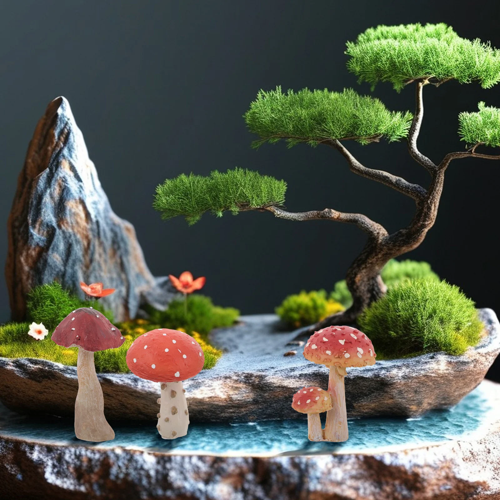 

3pcs Mushroom Garden Decoration: Resin Mushroom Sculpture For Outdoor Garden Statue Lawn Patio Spring Summer Ornament Home