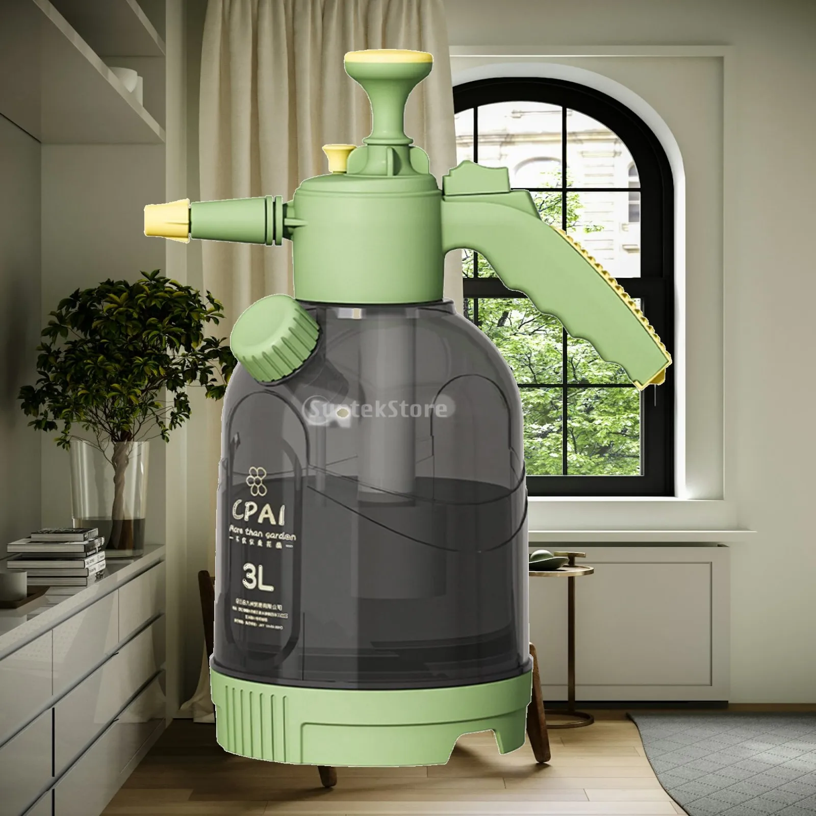 Gardening Watering Pump Sprayer 3L Plastic Hand Held Water Spray Bottle with Locking Handle for Household Car Wash