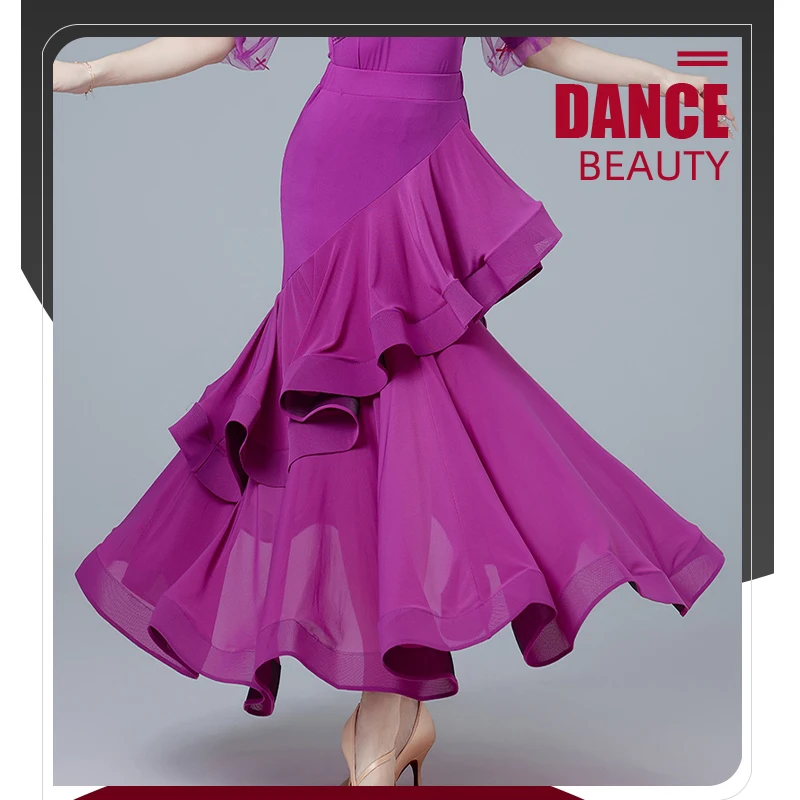 Modern Dance Half Skirt Women's New Latin Dance Waltz National Standard Social Square Dance Practice Performance Clothes XH330