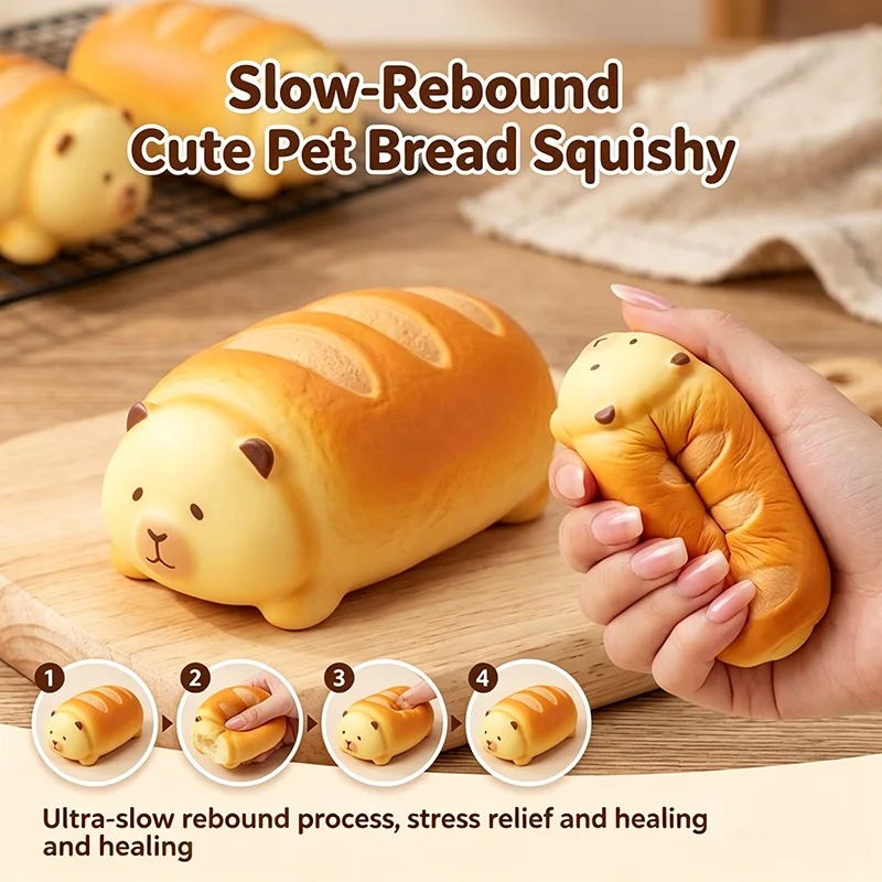 PU Slow Rising Squishy Bread Cute Capybara Butter Bear Ultra Soft Wet Texture Stress Relief Squeeze Fidget Toy