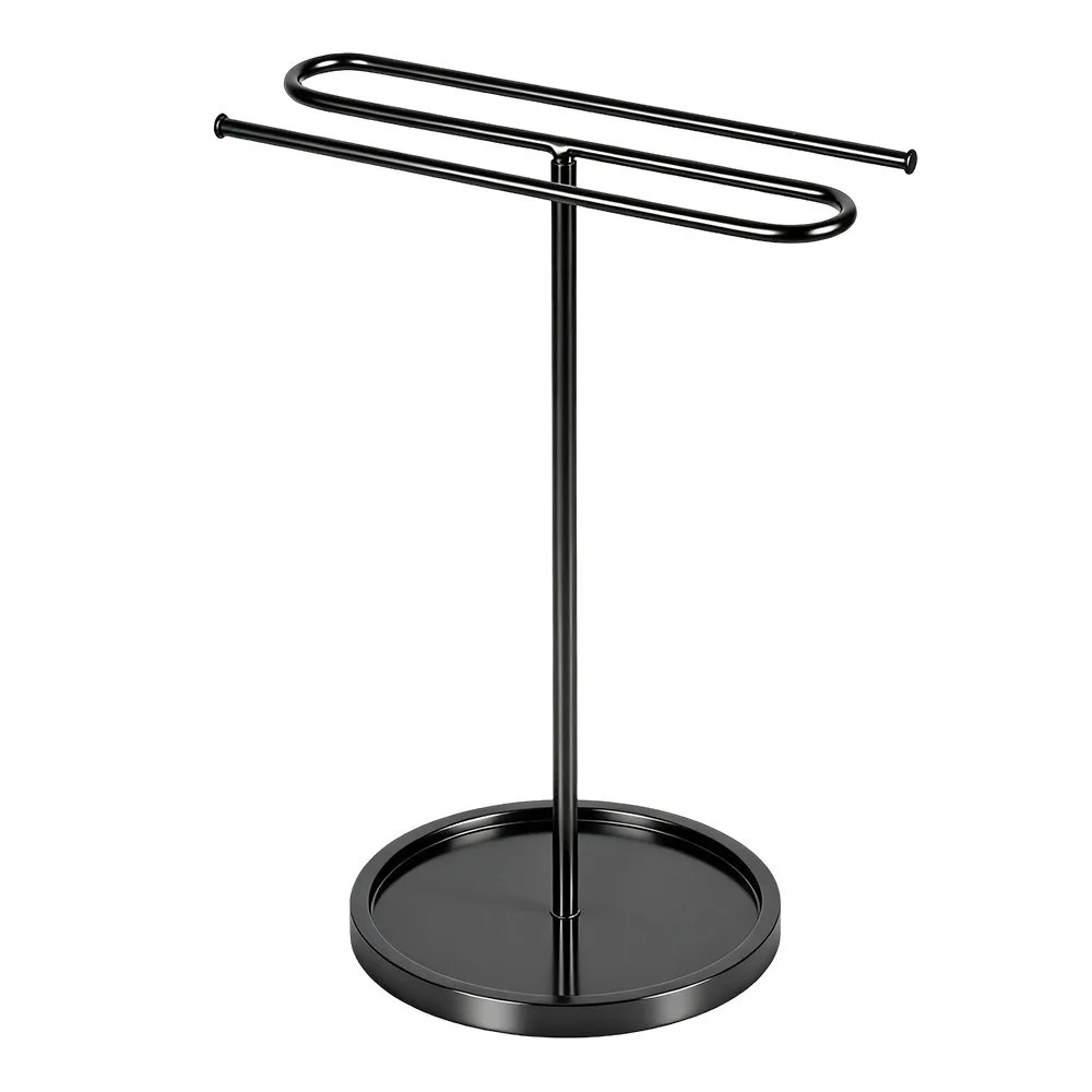 

Non-Slip Metal Towel Holder Weighted Base Stable Hand Towel Stand Space Saving Endurable Standing Towel Rack Countertop Storage