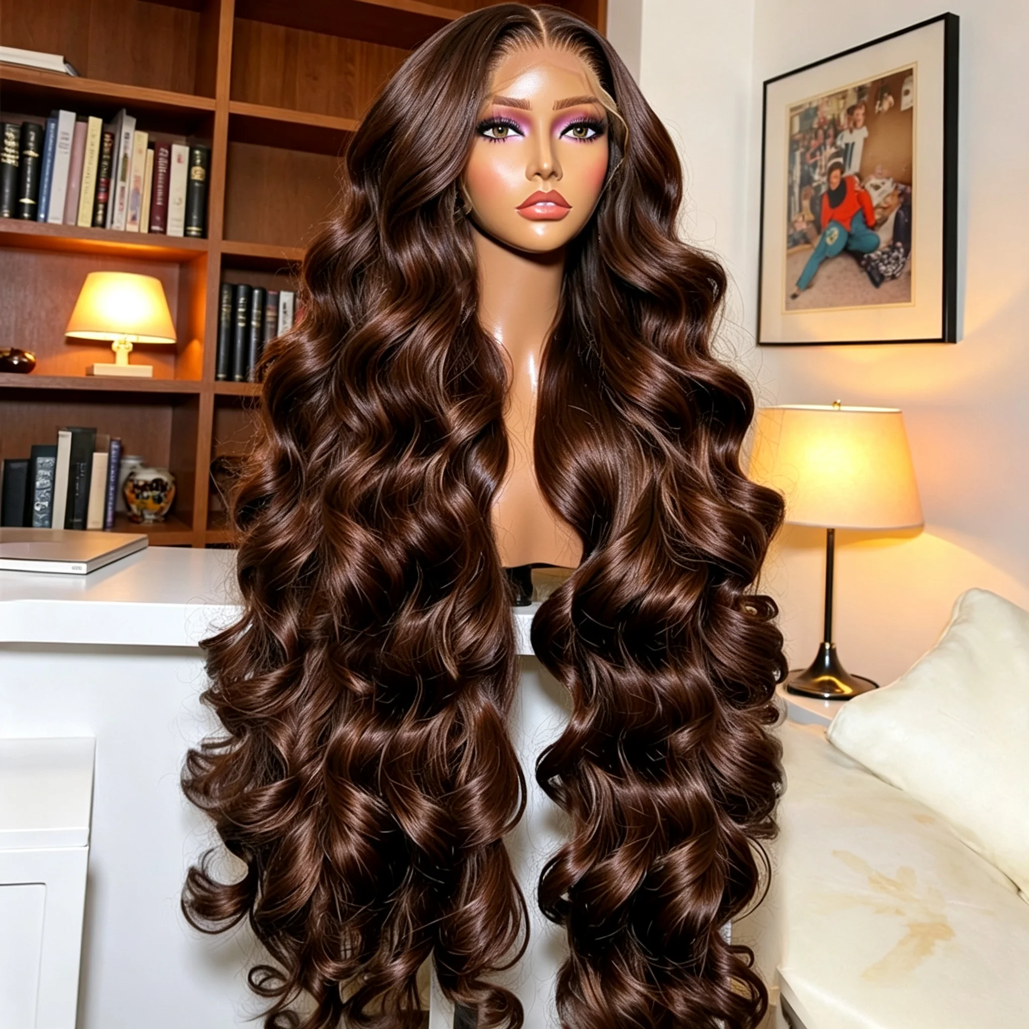 Parrucca con frontale in pizzo HD 13x6, colore marrone cioccolato, con onde naturali, per donne di colore, densità 250%, parrucca in capelli umani con frontale in pizzo 13x4, capelli brasiliani Remy,
