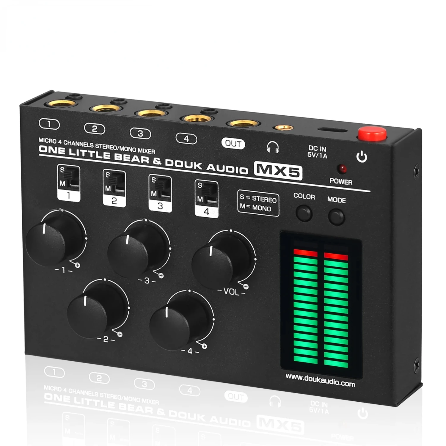 

Nobsound MX5 Ultra Low Noise 4-Channel Stereo Audio Mixer Mini Stereo / Mono 6.35/3.5mm Mixer Club/Studio/