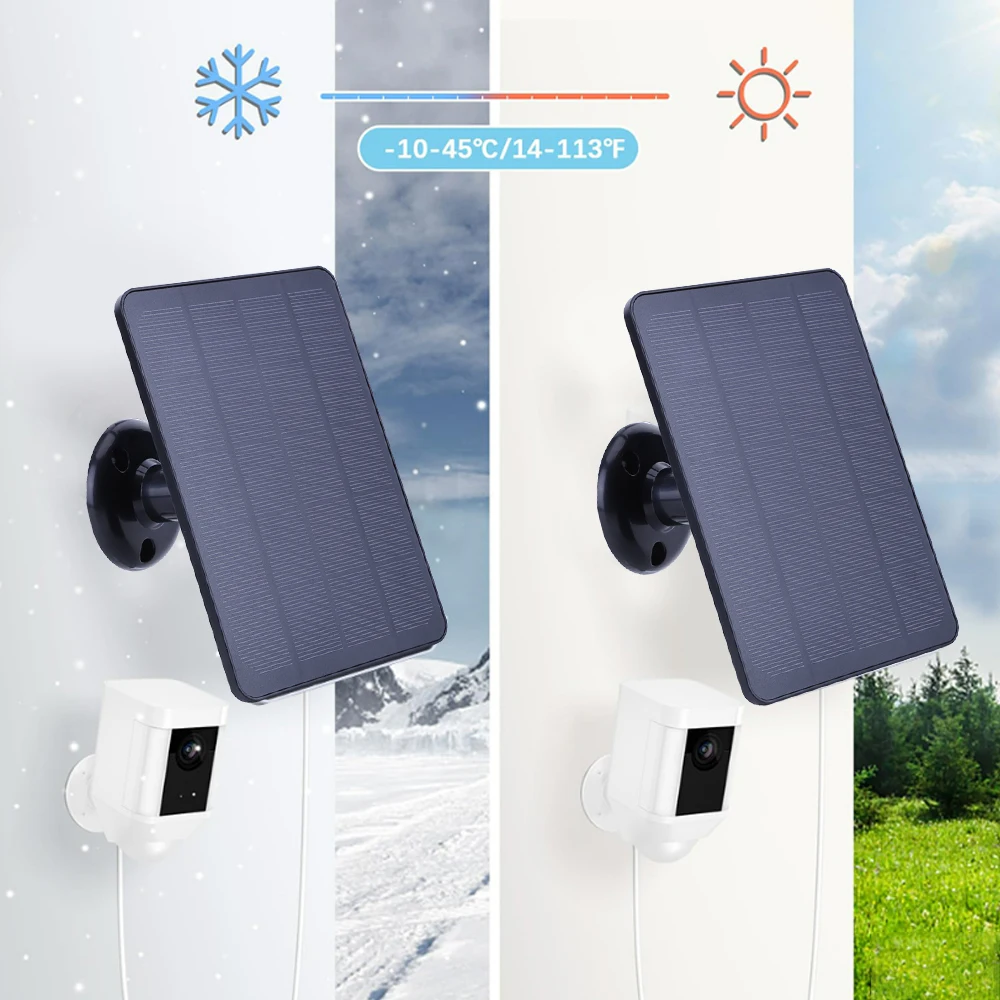 4W 5V Solar Cell Panel Adjustable Wall Mount Bracket Solar Panel Kit with 9.8FT Charging Cable for Ring Stick Up&Spotlight Cam