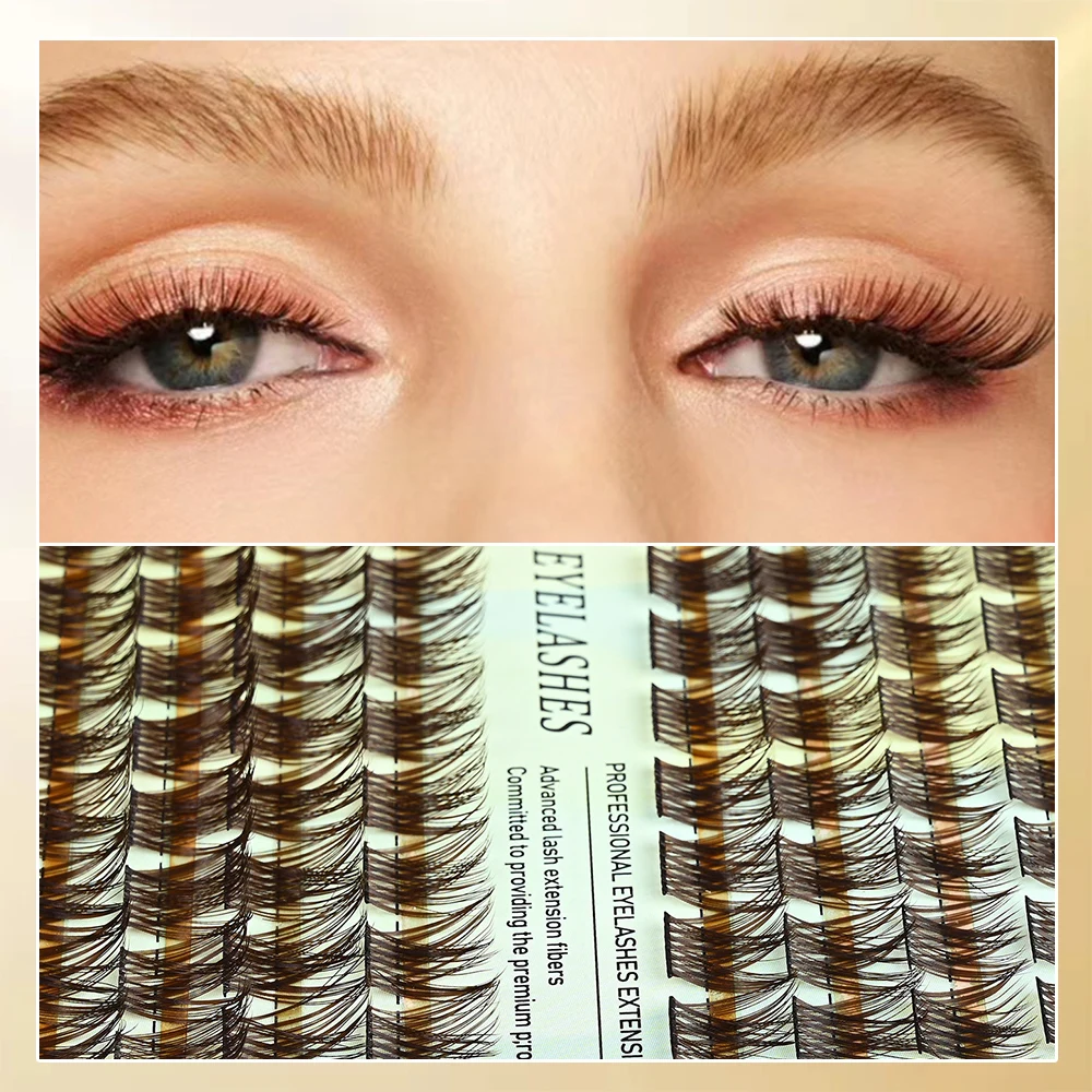 Cílios segmentados de cluster único, aparência natural, reutilizáveis, individuais, marrom, macio, fofo, faça você mesmo, enxertia