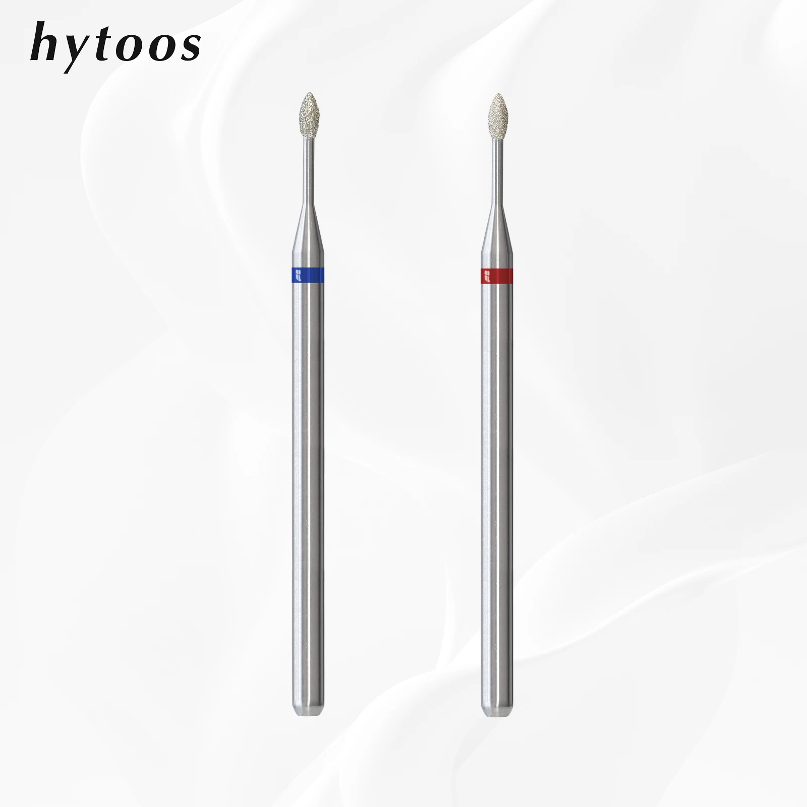HYTOOS 3/32'' 1mm Mini Flame Diamond Nail Drill Bit Russian Cuticle Cleaner Under Nail Dead Skin Remover Safety Professional