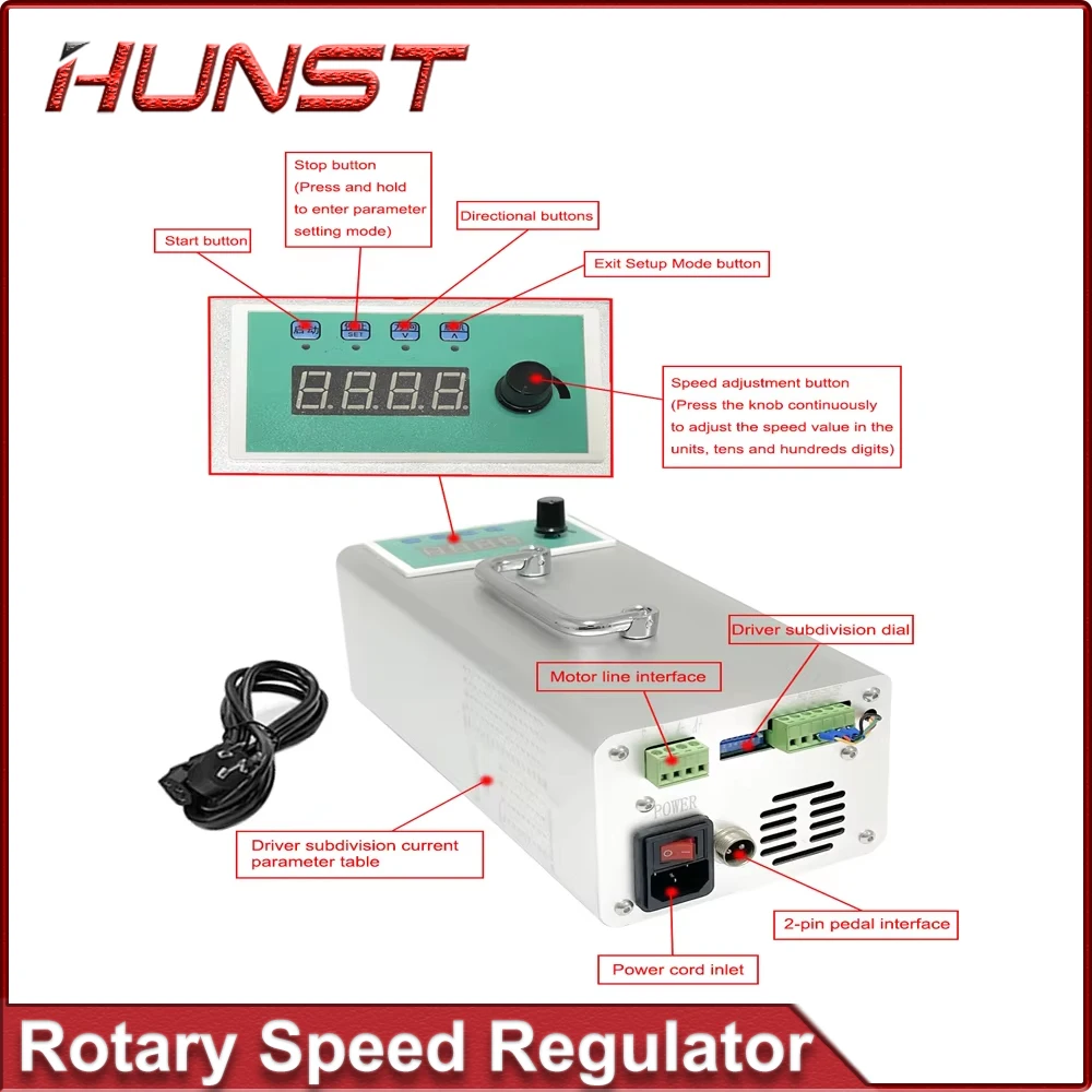 HUNST Rotary Speed Regulator Pulse Generator Rotary Fixture Stepper Motor Control Box - Image 5