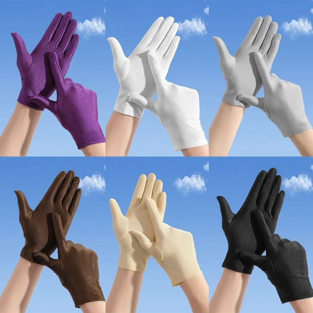 Performance Milk Silk Driving Gloves Sunscreen Non-Slip Ceremonial Gloves Stretch Breathable Serving Waiters Mittens Women