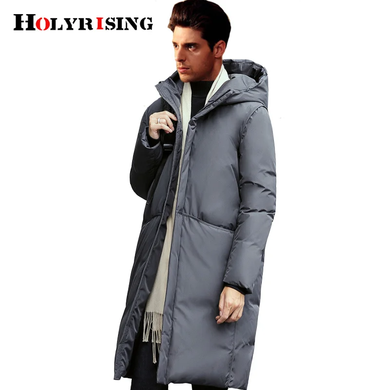 Holyrising Thick Long Men Winter jacket white duck down chaqueta plumas hombre invierno 2 color Hood coat 18151-5