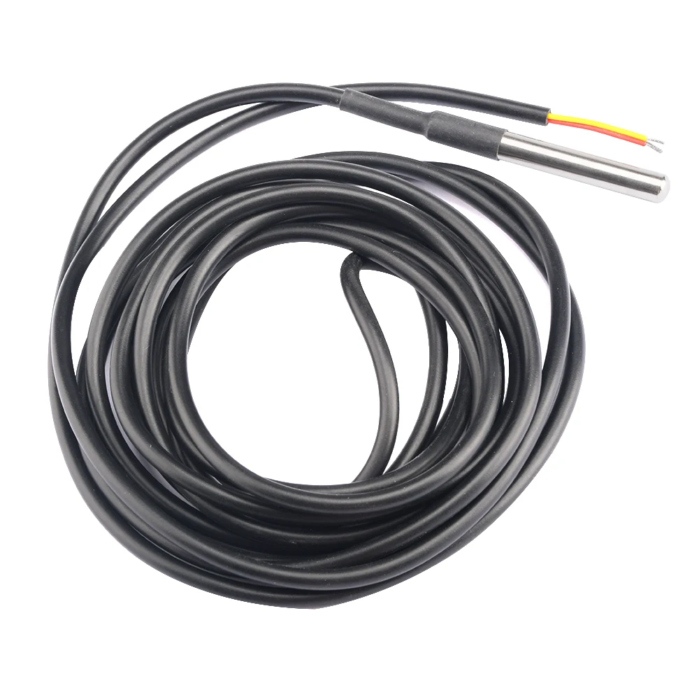 Ds18b20 sensor de temperatura sonda à prova dwaterproof água 100cm 300m cabo sensor digital adaptador terminal sonda aço inoxidável para arduino