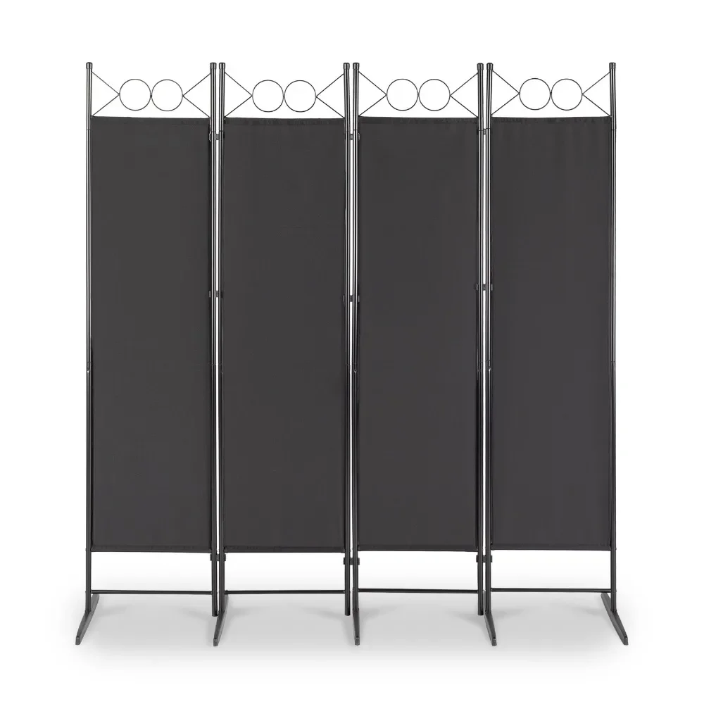 5.74FT 4-Fold Top With Shape 160g Polyester Cloth Plastic Feet Carbon Steel Frame Foldable Screen Black Screens