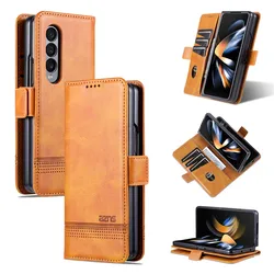 EUCAGR Luxury PU Leather Wallet Phone Case For Samsung Galaxy Z Fold 3 4 5 Cord Slot Holder Cover For Samsung Galaxy Z Fold5