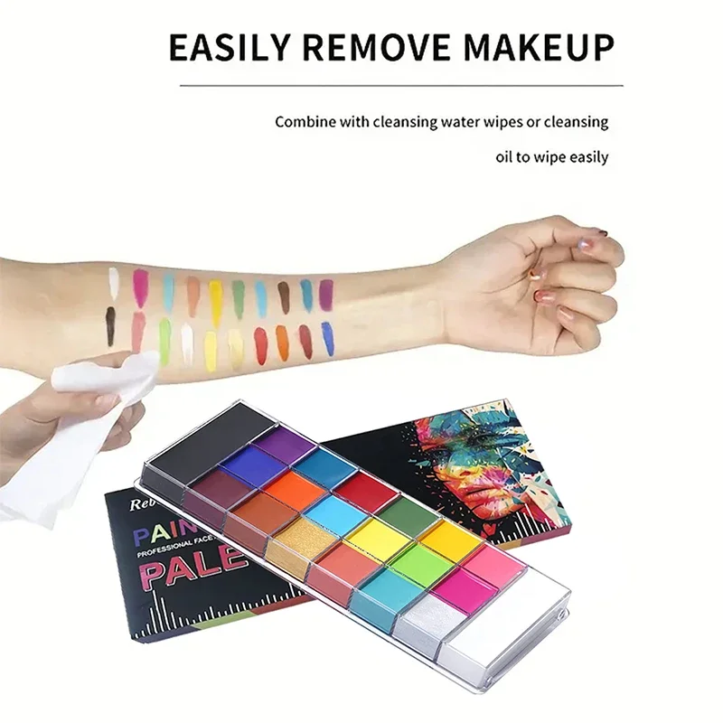 Face Body Oil Paint Painting,20 Colors Face Paint Non-toxic Kids Flash Tattoo Paint with Brush Halloween CosplayArtistic Makeup