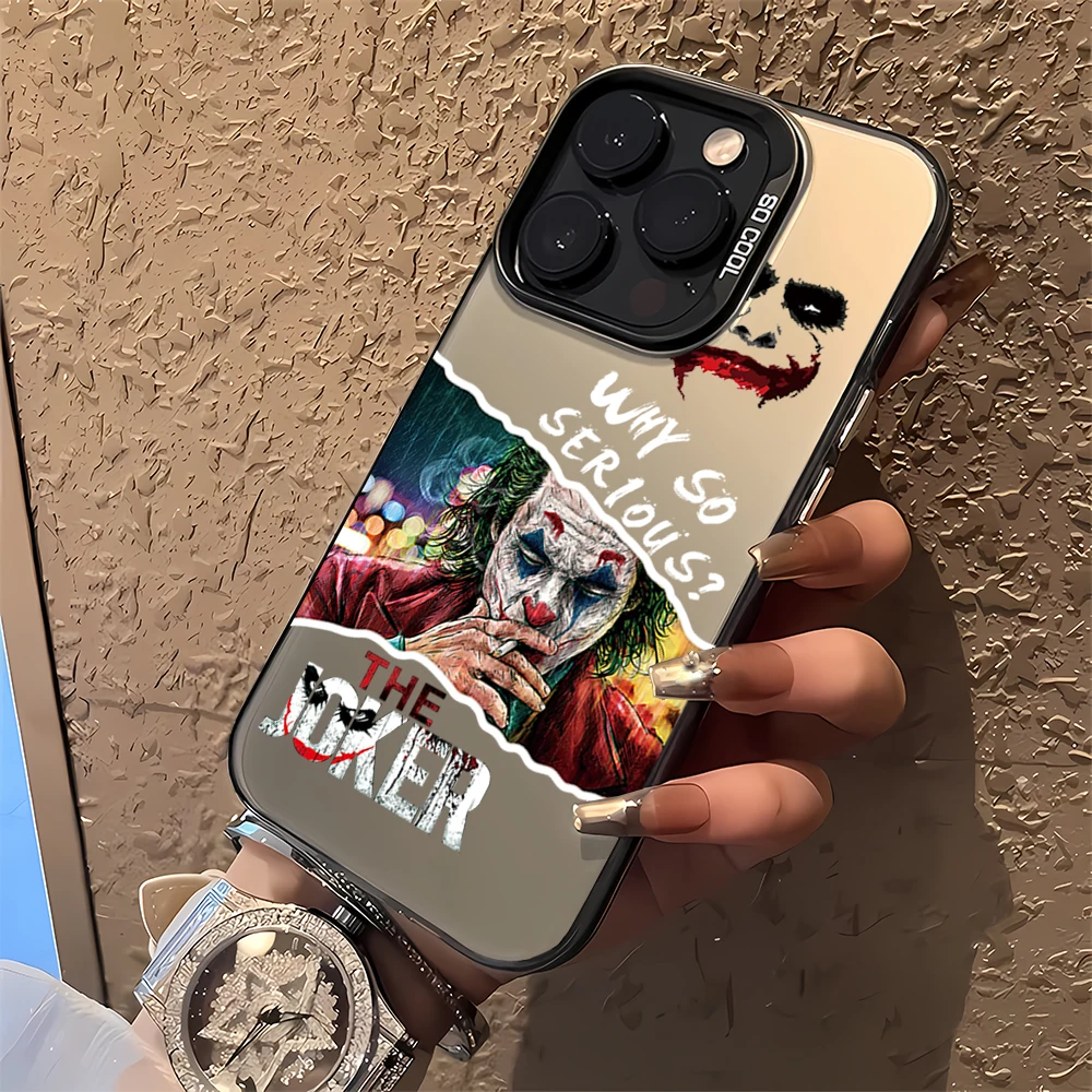 Y2K Creative Fashion Crazy J-Jokers Smile Grotesque Phone Case for iPhone 12 11 13 14 15 16 Max Pro Plus Laser Cover