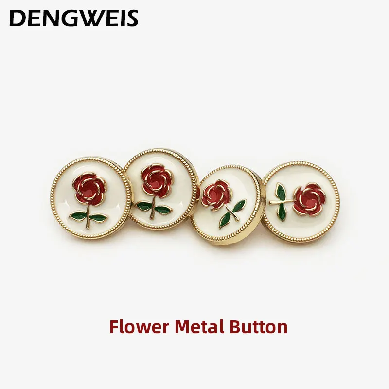 Mode Mini 12,5mm Rote Rose Blume Taste Für Frauen Shirts Manschette Kragen Diy Kleidungsstücke Nähen Zubehör Tasten Dekorative 10 stücke – Detail 6