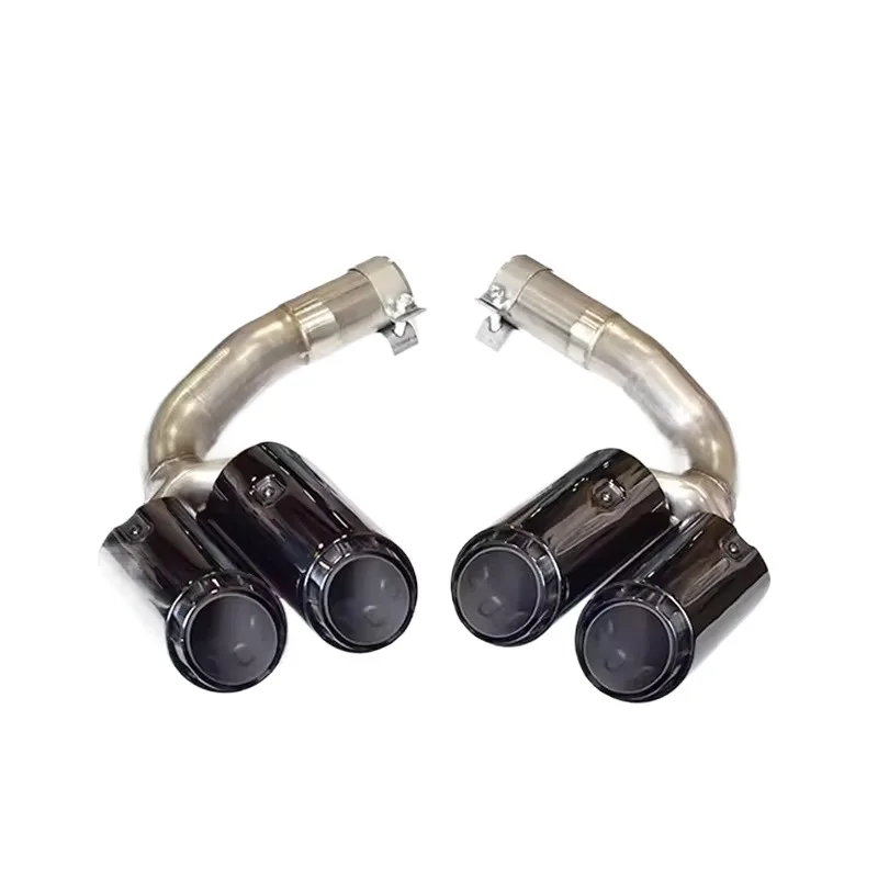 For Exhaust Pipe for 18-24 Volkswagen Touareg Original Rectangle Upgrade Three-layer Black-Plated Four-Outlet Sports Exhaust Tip