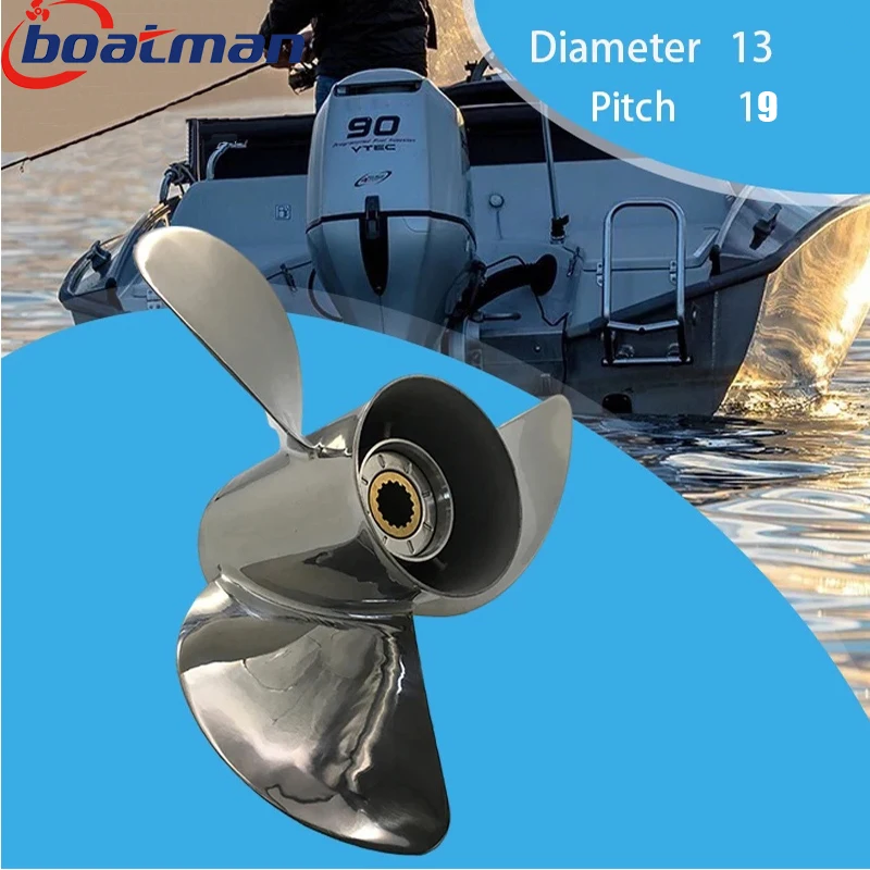 Boatman Boat Propeller 13x19 For Honda Outboard Engines BF115HP BF130HP 3 Blades Stainless Steel 15 Spline Tooth 58130-ZW1-019AH