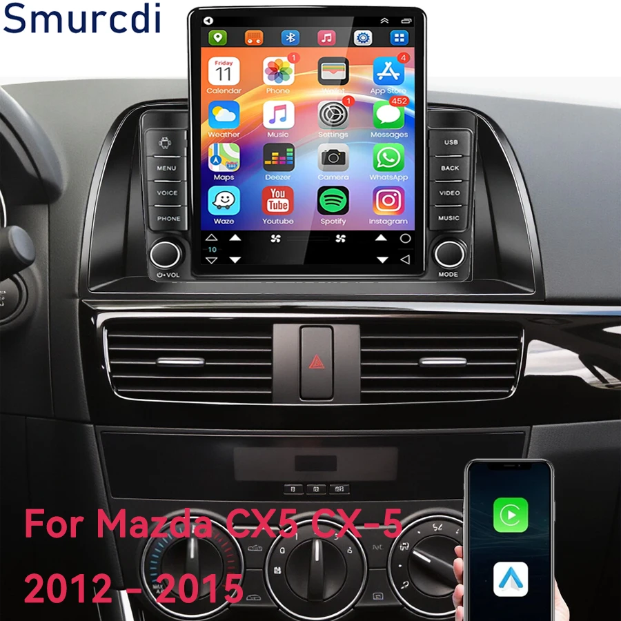 Radio para Auto Android 16 de 9.7" con Carplay para Mazda CX5 CX-5 2012 - 2015, Reproductor Multimedia para Auto con GPS, Navegación, Video, 4G+WIFI, DSP
