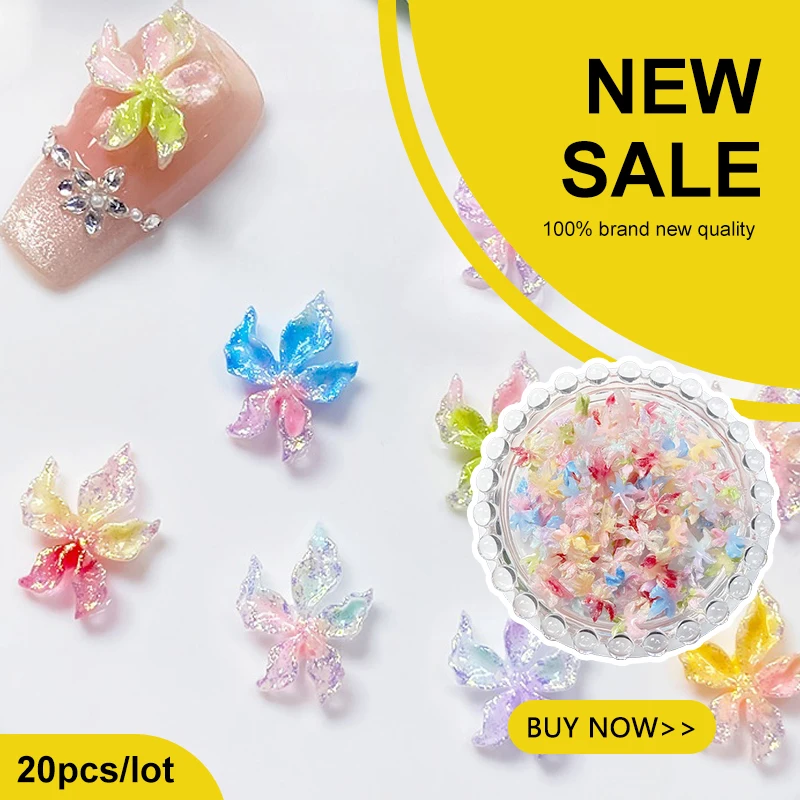 

20 шт., смешанный дизайн ногтей, смола, маленький красочный цветок, подвеска для ногтей, дизайн, светящиеся подвески, стразы, поделки своими руками для украшения ногтей, 3d