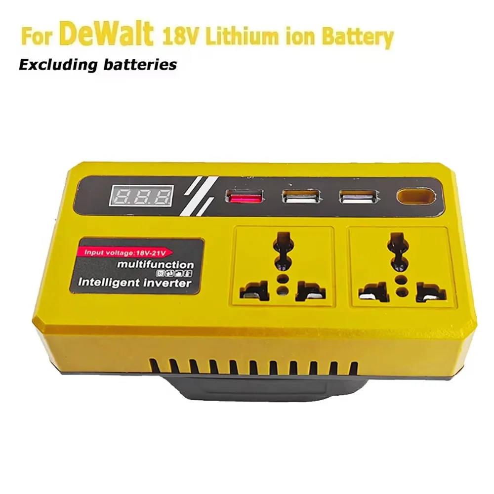 

1 шт., инвертор для батареи от 18 В, 20 В до 220 В с 4 USB-розетками, двойной разъем, умный трансформатор, 120 Вт, многофункциональный