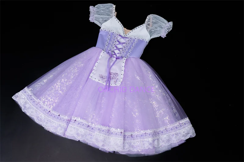 Fashion Custom Size Kids Girls Women Adults Peasant Gilsay Ballet Dance Performance Wear Costumes Long Lilac Romantic Tutu Dress