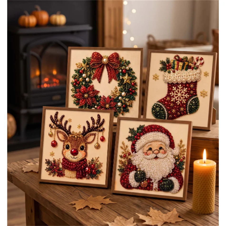クリスマスを盛り上げる、ダイヤモンドアートキット。木製のクリ - Woodworking Resin のレビューと価格