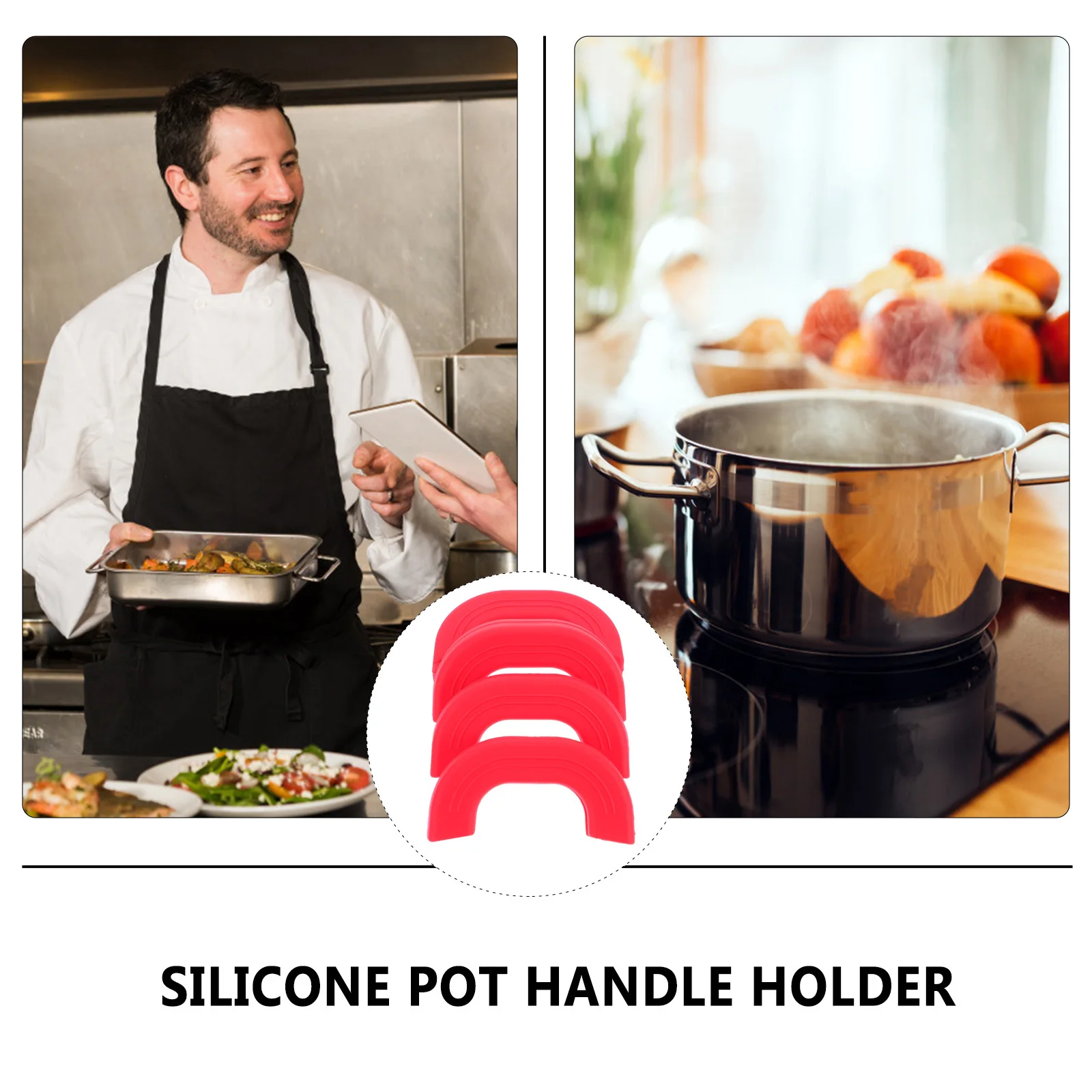 

4pcs Silicone Pot Handle Holder Heat Resistant Non-Slip Anti-Scald Kitchen Tool Pans Pots Oven Insulation Sleeve