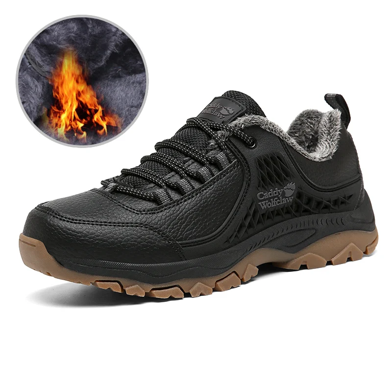 

Autumn Winter Outdoor Cross-country Walking Shoes for Men Keep Warm Youth Snow Climbing Mountain Sneakers with Fur