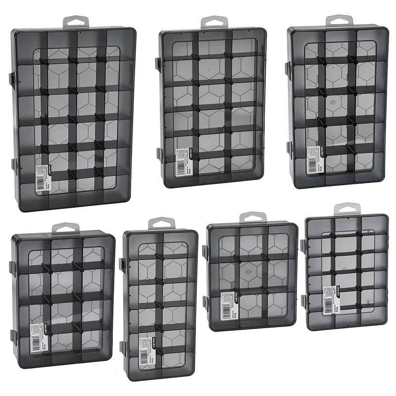 Portable Parts Organizer Box 9-24 Compartments Removable Dividers Dustproof Storage For Screws Bolts Nails Drill Bits Workshop