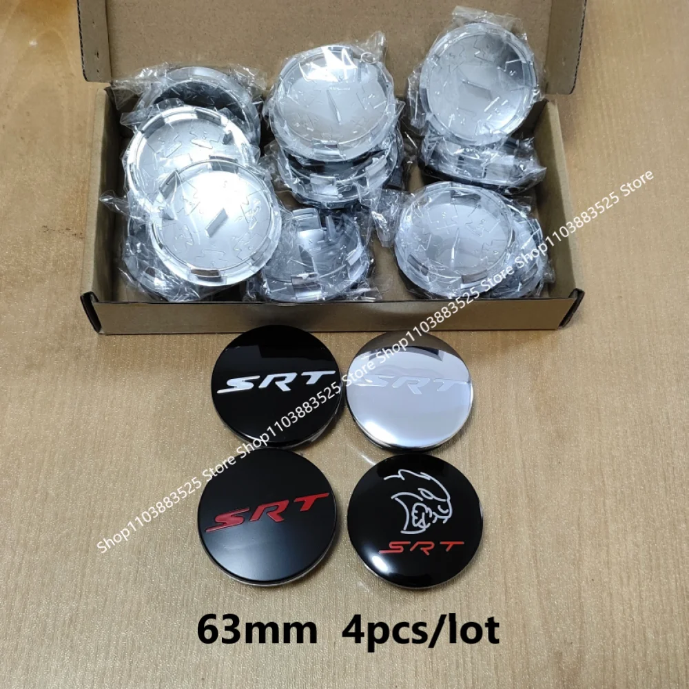 4 Uds. Tapas de cubo de centro de rueda SRT de 63mm para Dodge Challenger Charger Nitro Caliber Journey Caravan Durango Chrysler 300 tapas de cubo