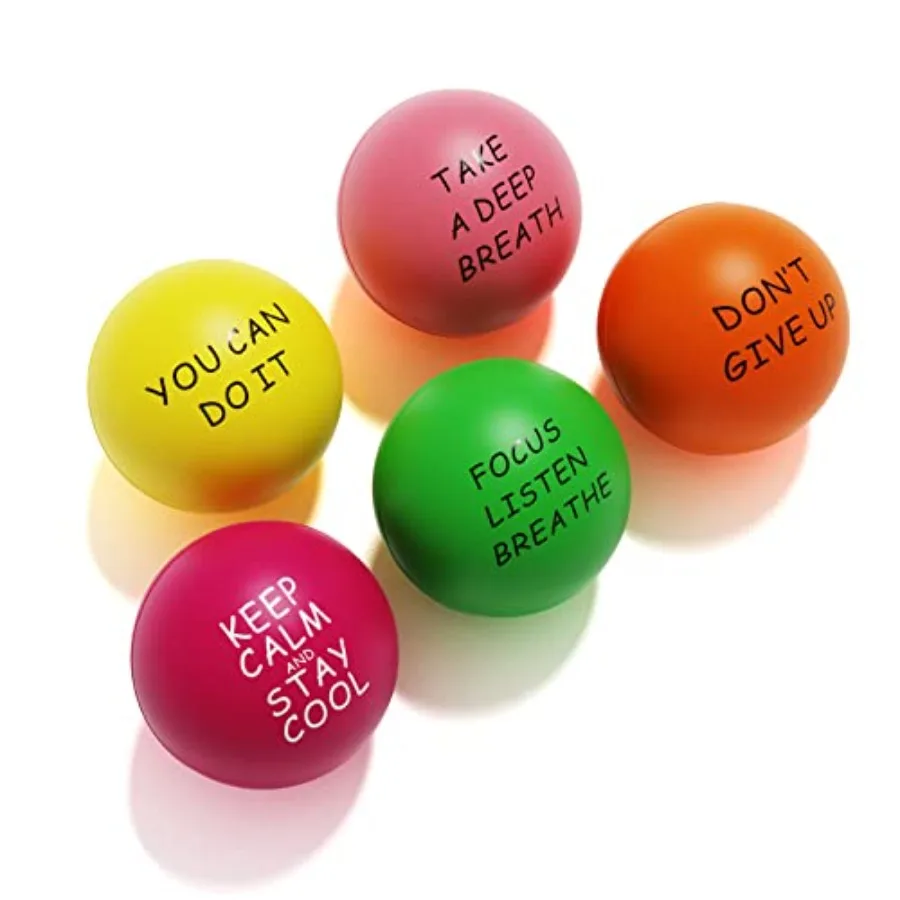 

Stress Balls 5 Pack for and Adults - Stress Relief Balls with Motivational Quetos - Hand Exercise Balls to Relieve Anxiety and