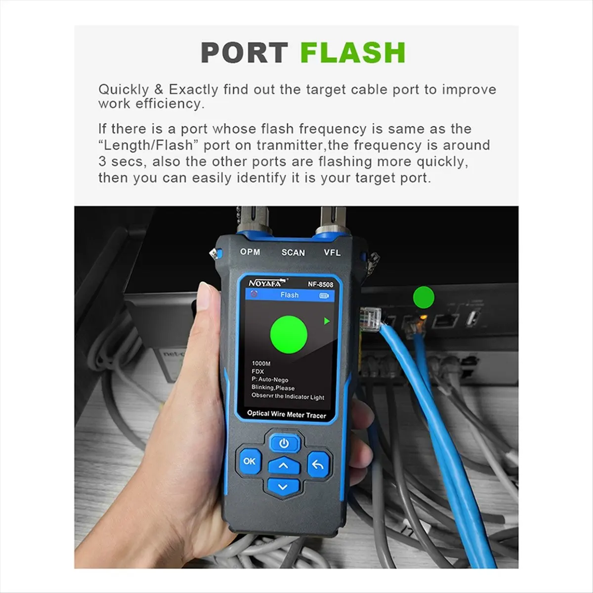 《Factory Direct》-8508 Cable Tracker LAN Optical Power Meter Tester LCD Display Measure Length Wiremap Network Cable Tester 10mw