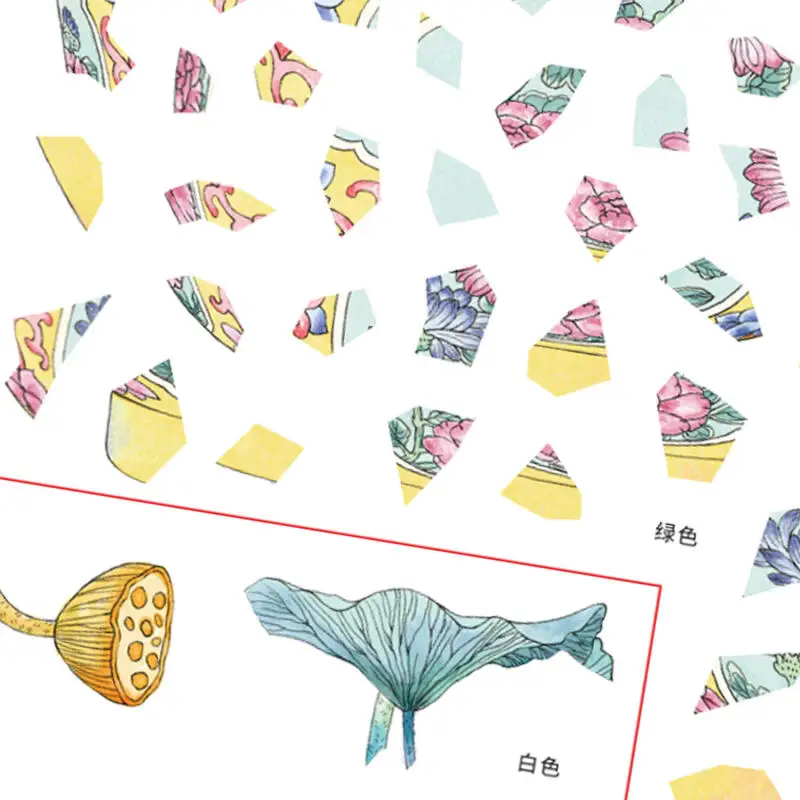 بطاقة عاشق 4 قطع [سلسلة استعادة ريليك] ملصقات المناظر الطبيعية ثلاثية الأبعاد وعاء المينا وعاء الفاوانيا الأسد النمط القديم للمجلات