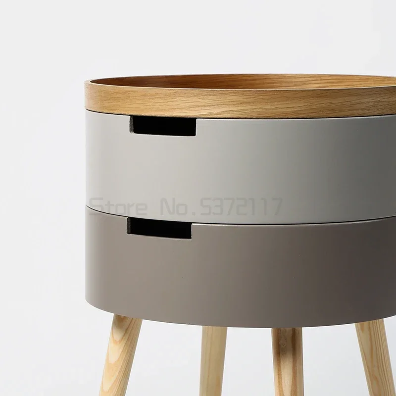 Scandinavian Bedside Table Round Sleek Bedroom Storage Modern Nordic Design Minimalist Nightstand Functional Home Furniture