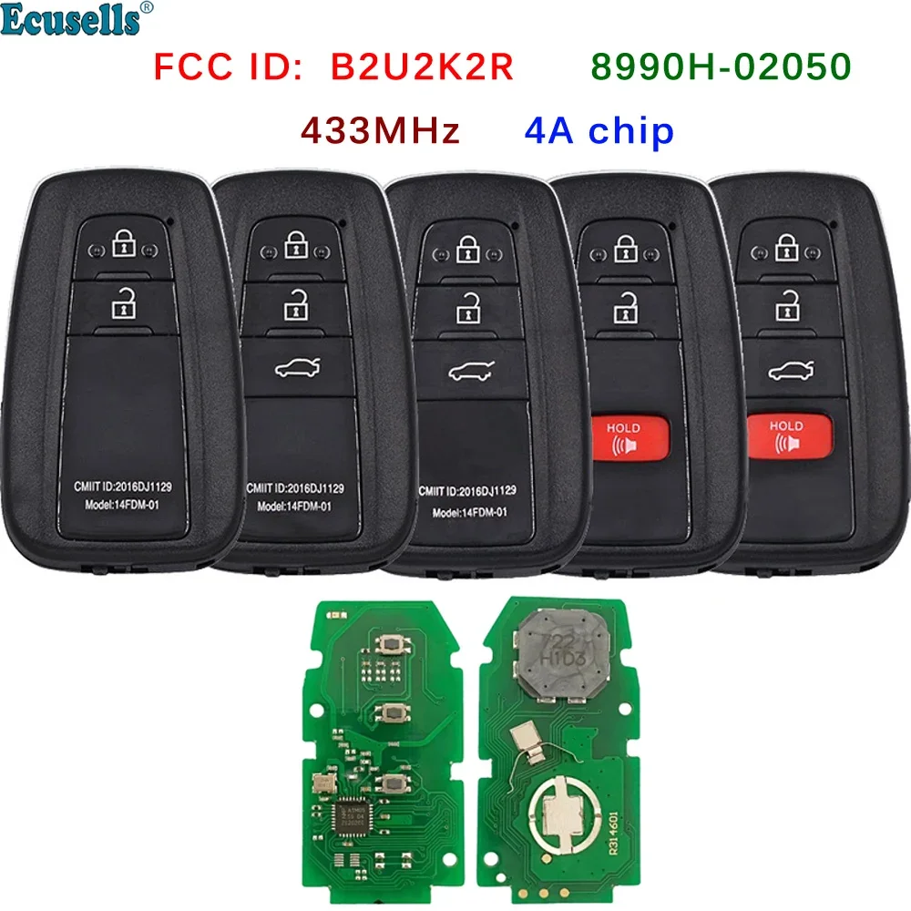 

2/3/3B SUV /2+1/4 Button Smart Remote Key For Toyota Corolla 2018+ FCC ID: B2U2K2R HITAG AES NCF29A1M 4A Chip 433MHz 8990H-02050