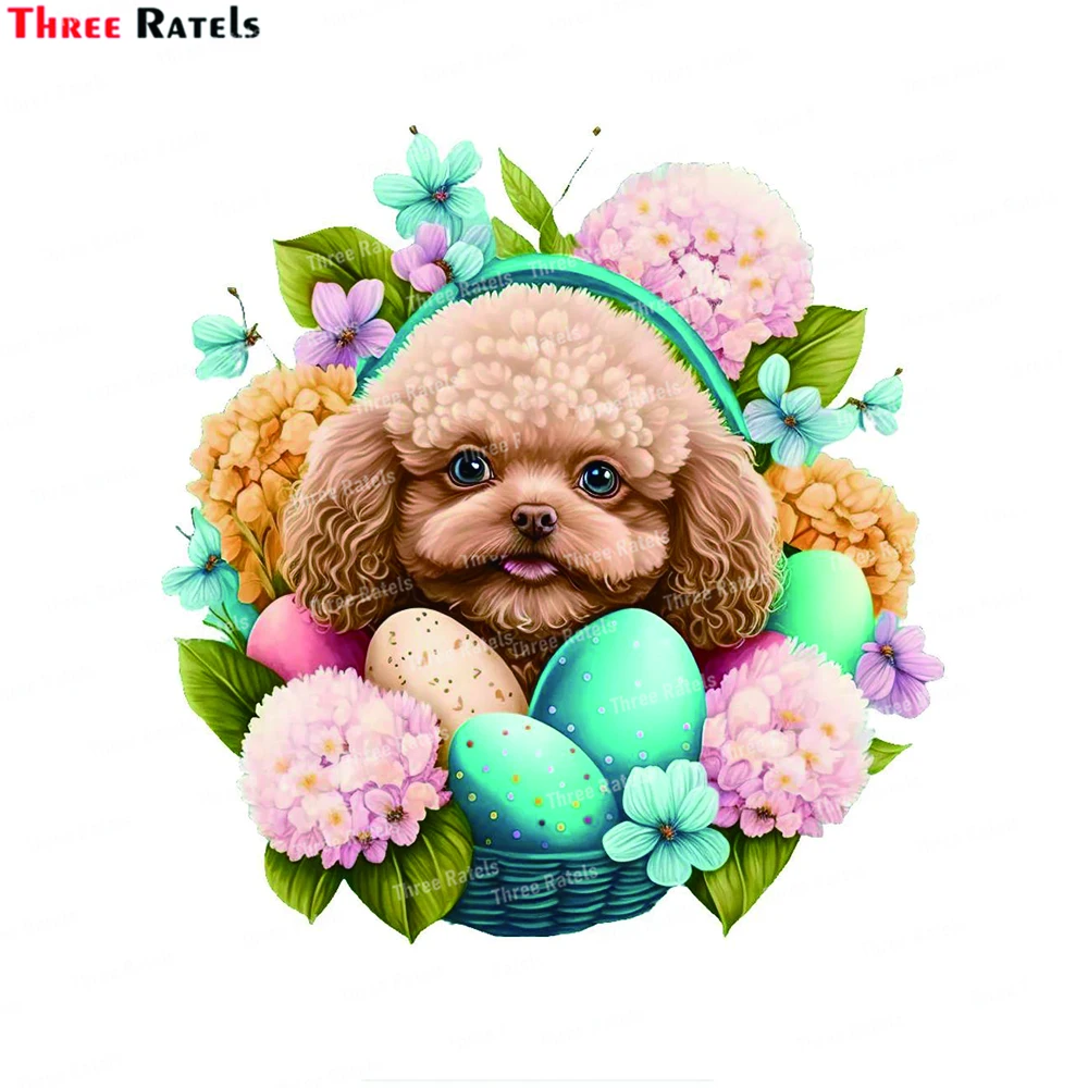 Three Ratels K806 Spring Easter Poodle  Dog 3D Wall Sticker For Living Room Children's Room Home Decoration Art Decals