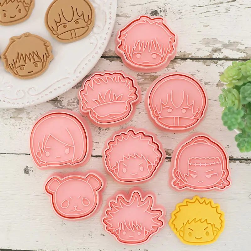 8Pcs/set Anime Jujutsu Kaisen Biscuit Mold Cookie Cutter Plastic Pastry Cookie Stamp Mold Household Kitchen Tools Accessories