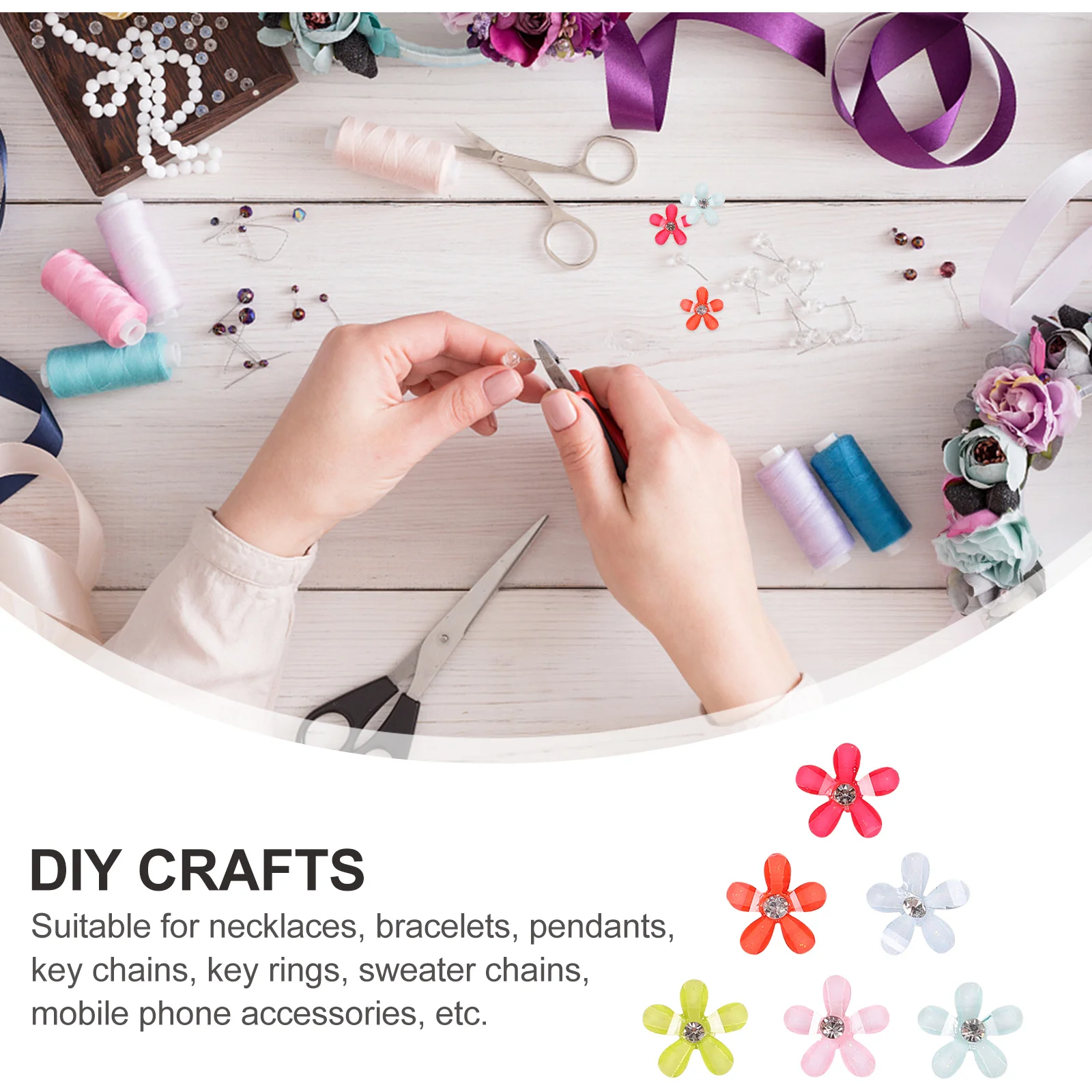 

100Pcs Resin Accessories Flower Shape Decoration Handmade Ornaments Perfect for Necklace Bracelet Dangle Handmade Ornaments