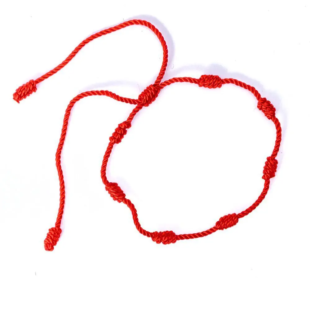 Not Easy To Fade, Red And Black Handmade Peruvian Knot Weaving Seven Knots Red Rope Bracelet Weaving For Women