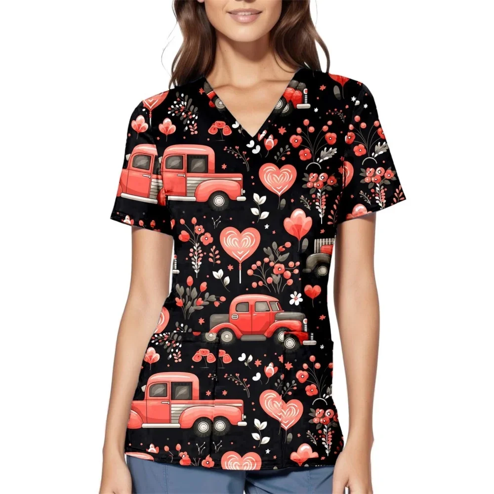 Хирургическая униформа, женская летняя модная летняя модная униформа с v-образным вырезом для медсестры, повседневная женская медицинская форма с накладным карманом и короткими рукавами