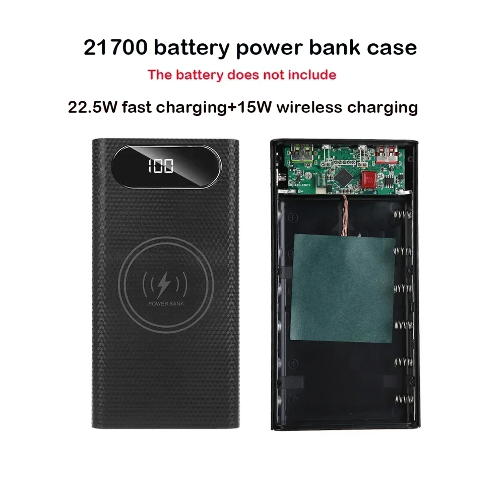 Power Bank Holder DIY Shell Case 21700 Battery Shell Storage Organize Battery Charger Box Dual USB 6x21700 With LED Light
